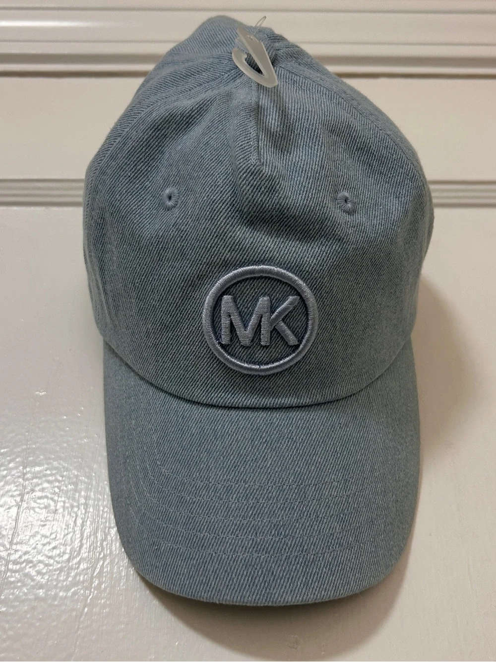 NWT Michael Kors Dusty Blue MK Embroidered Logo Baseball Cap